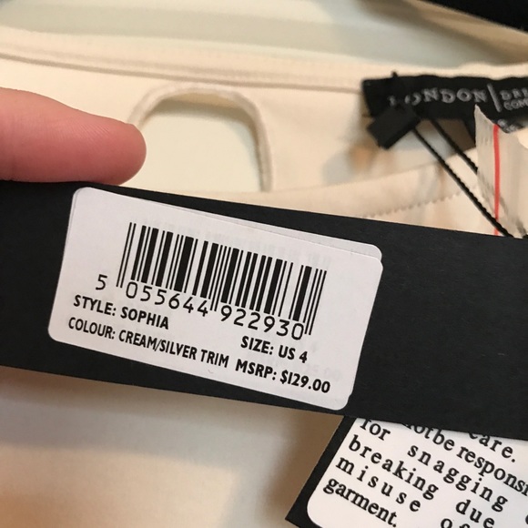 NWT Cream Dress with Beaded Shoulders - Picture 6 of 8